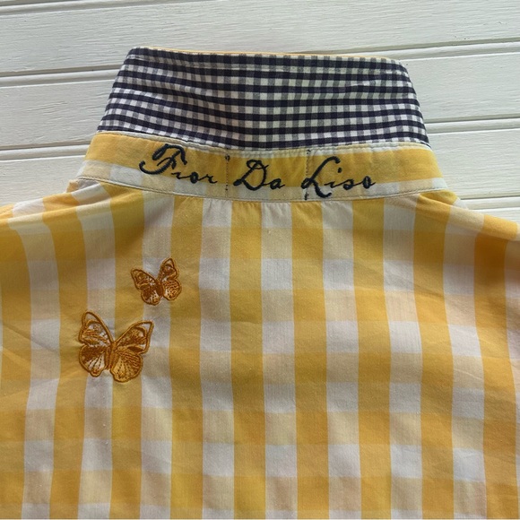 Fior Da Liso ~ Veronica Tailored Gingham Check Long Sleeve Button Front 8 Blouse - Picture 16 of 16